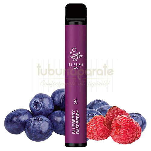 Mini narghilea unica folosinta - Elf Bar Blueberry Raspberry cu 600 pufuri si 20 mg nicotina - TuburiAparate.ro